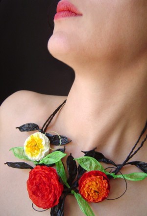 Necklace model Flowers in a Green Pot